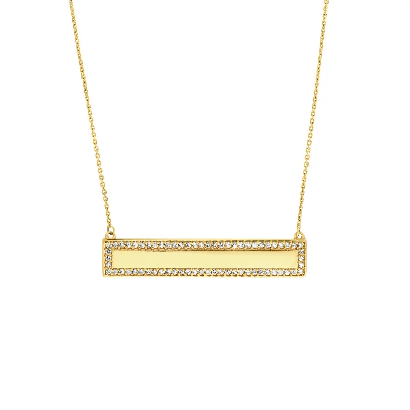 women vintage pendant necklaces -Marquee Jewels 1/3 CTW 14K Solid Yellow Gold and Natural Diamond Adjustable Bar Necklace