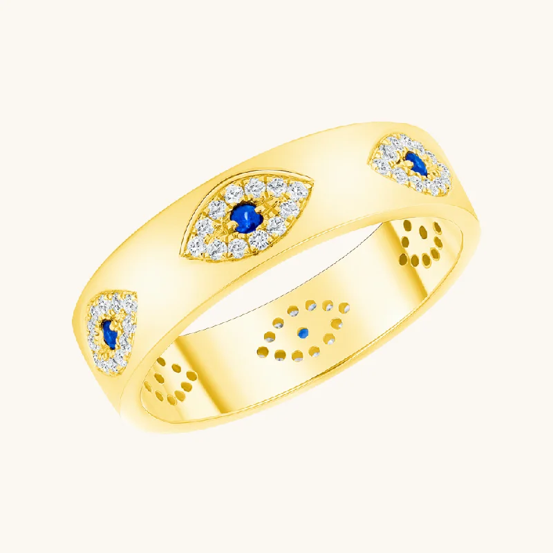 women sapphire rings -Evil Eye Diamond Eternity Ring