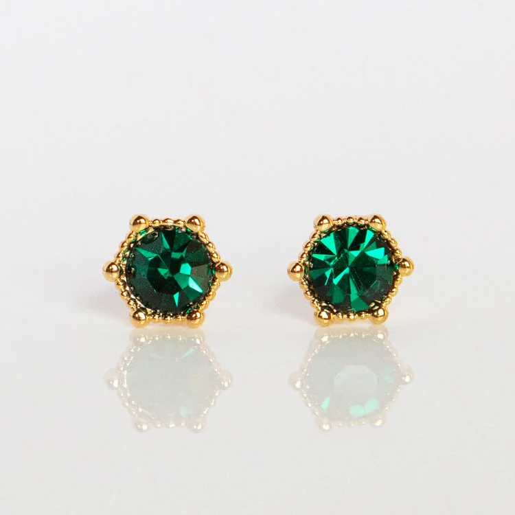 women radiant earrings -Astrid Stud Earrings in Emerald