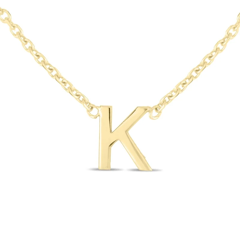 women gold necklaces -Marquee Jewels 14K Solid Yellow Gold K Mini Initial Necklace