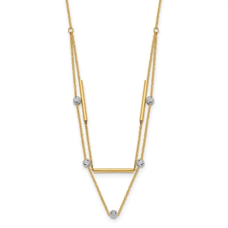 women eco-friendly necklaces -Curata 14k Two tone Gold 17" Multi-strand Geometric Beads Fancy Necklace