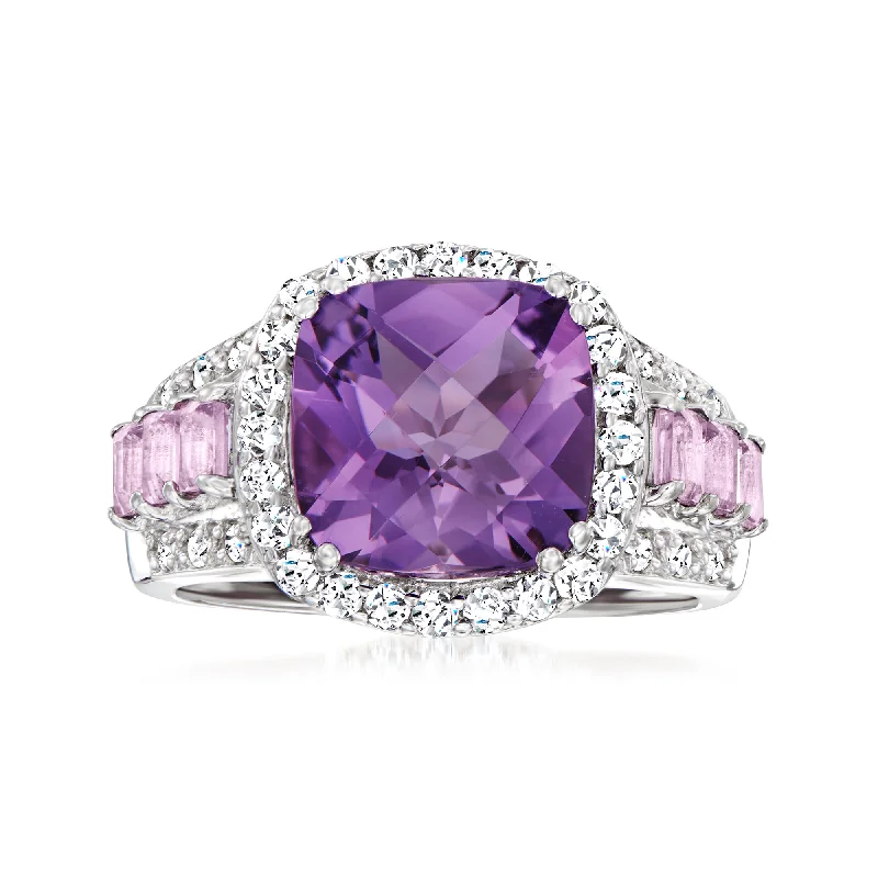 women personalized engagement rings -Ross-Simons Amethyst and . White Topaz Ring With Diamond Accents in Sterling Silver