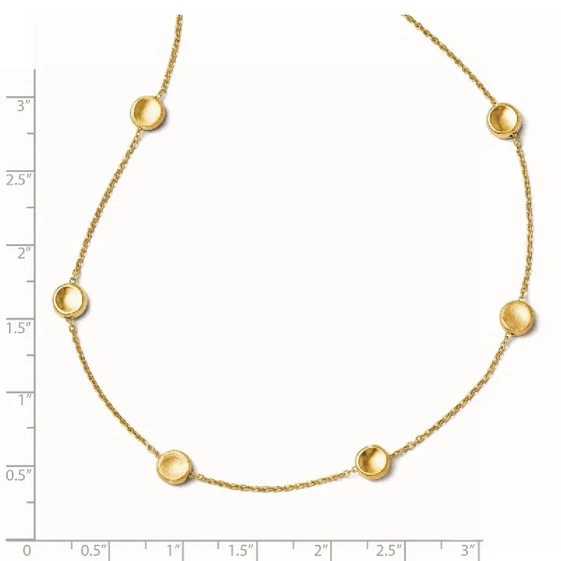 women pendant necklaces -Curata 14k Yellow Gold Polished and Satin Beaded Necklace, 18"