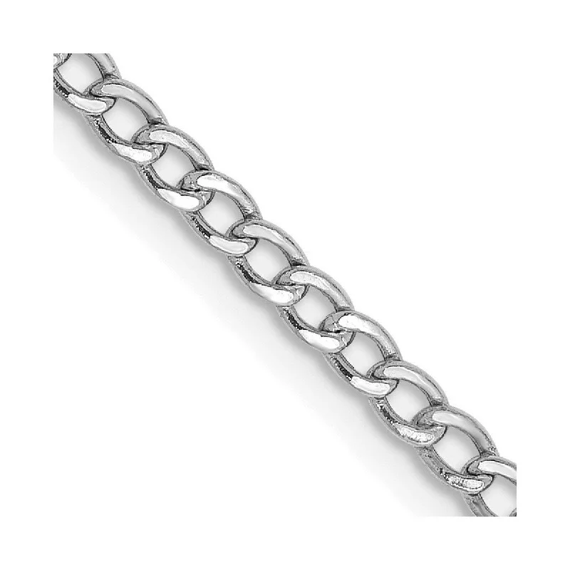 women boho necklaces -Curata 14k White Gold Polished 2.5mm Semi-solid Curb Chain Necklace Options: 16 18 20 24