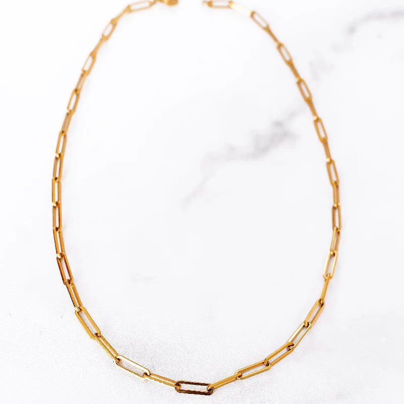 women geometric necklaces -Paper Clip Chain Necklace