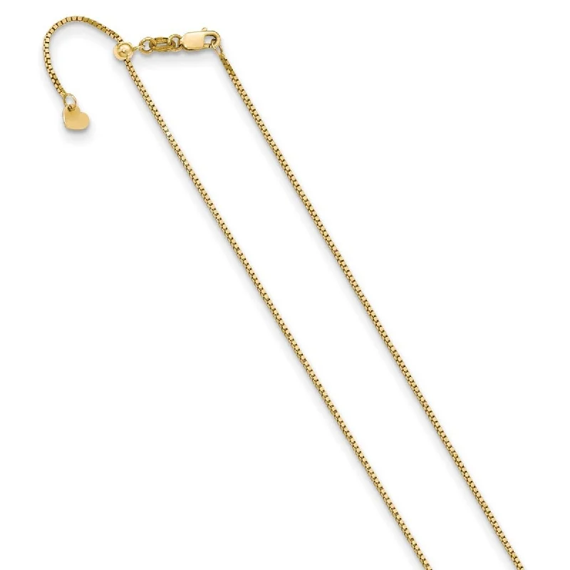 women simple chain necklaces -Curata Italian 10k White or Yellow Gold 22-Inch 0.9mm Adjustable Box Chain Necklace Women