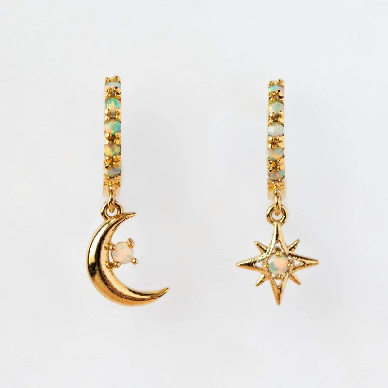 women anniversary earrings -Starry Night Mini Hoops