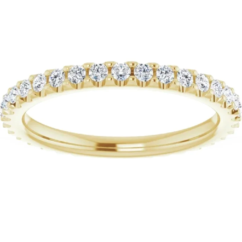 women classic princess-cut engagement rings -3/8ct Diamond Eternity Ring 14k Yellow Gold Womens Stackable Wedding Band