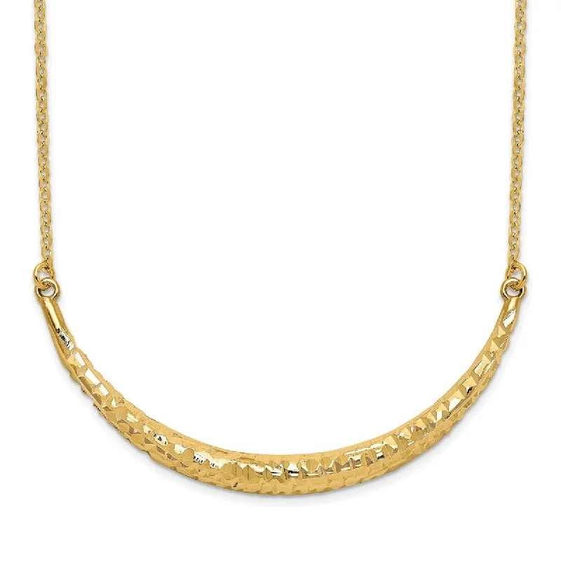 women heart-shaped necklaces -Curata 14k Yellow Gold Polished Sparkle Cut 3.84mm Bar Adjustable Necklace, 18"