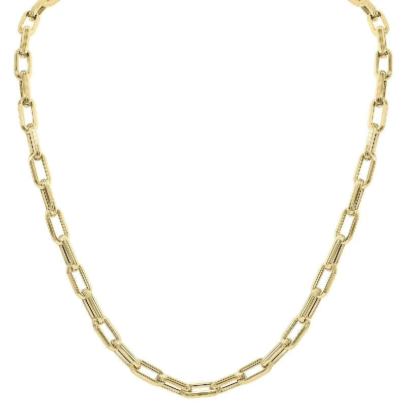 women diamond necklaces -Marquee Jewels 14K Yellow Gold Men's Paperclip Necklace With a Lobster Clasp - 24 Inch