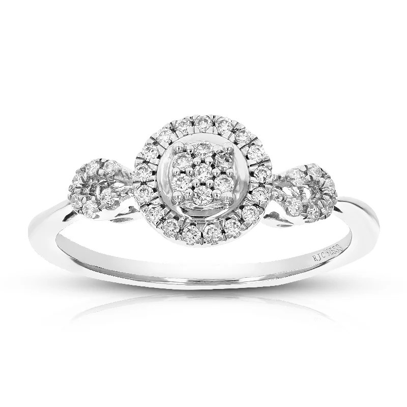 women elegant vintage engagement rings -1/5 cttw Round Cut Lab Grown Diamond Engagement Ring .925 Sterling Silver Prong Set