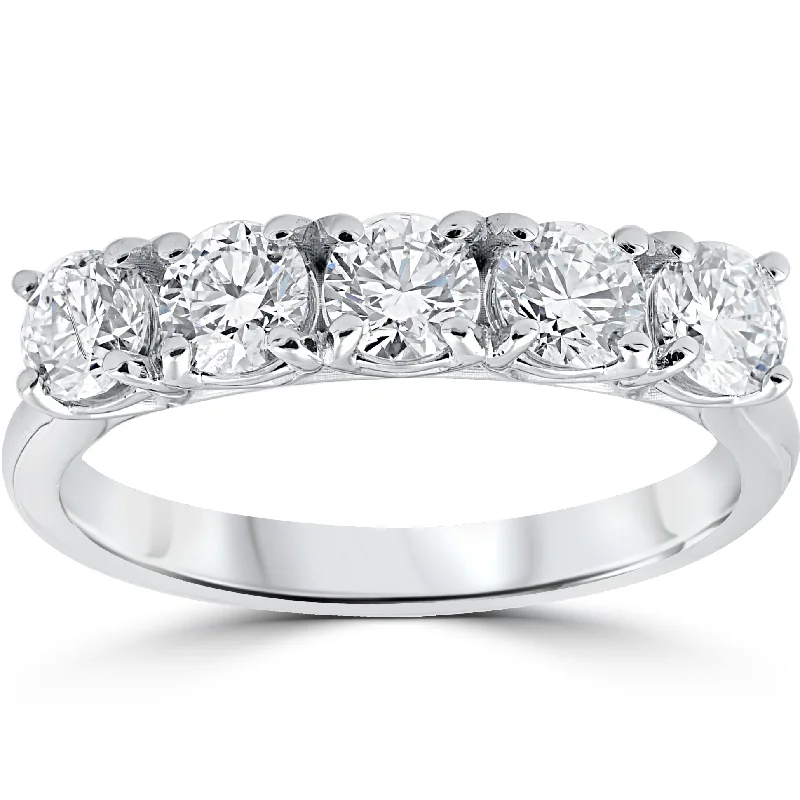 women classic solitaire engagement rings -1 1/4 ct 5-Stone Diamond Trellis Anniversary Ring 14k White Gold