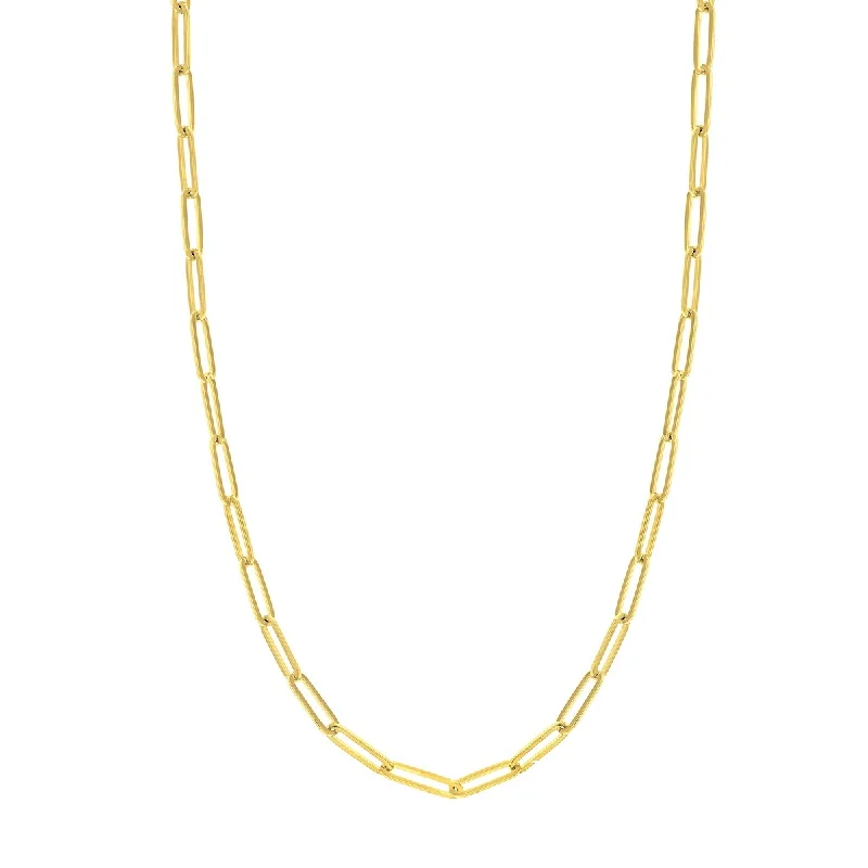 women pearl pendant necklaces -Marquee Jewels 14K Solid Yellow Gold 5.10mm Paperclip Necklace - 18 Inch