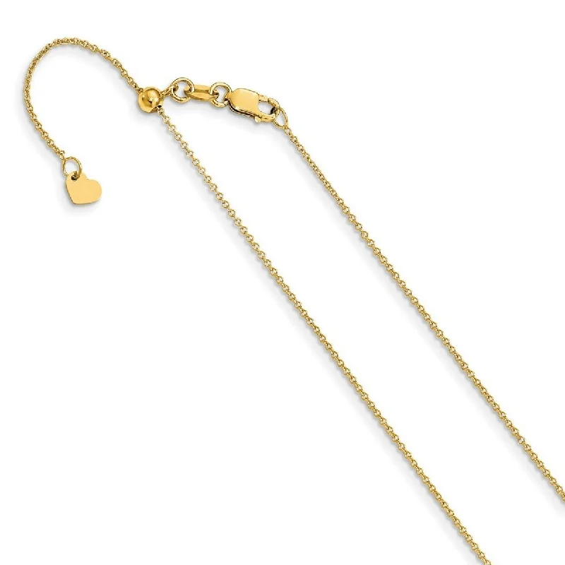 women classic necklaces -Curata Italian 14k Yellow Gold 0.7mm Round Cable Adjustable Chain Necklace (Lobster) Options: 22