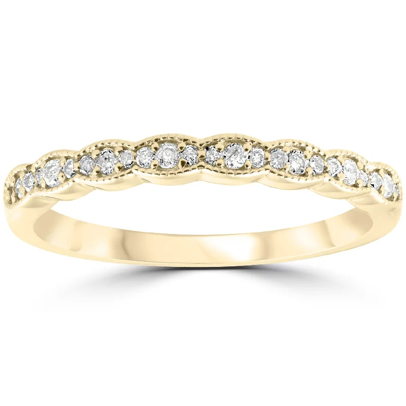 women luxury diamond rings -1/4 cttw Diamond Stackable Womens Wedding Ring 14k Yellow Gold