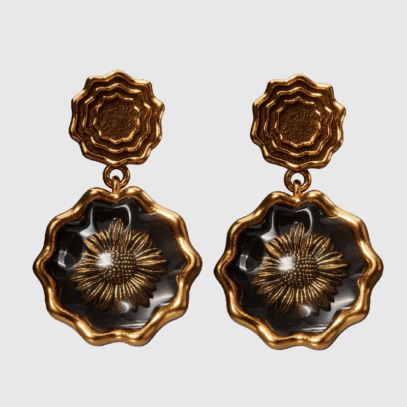 women stud earrings -Sunflower - Gold Earrings