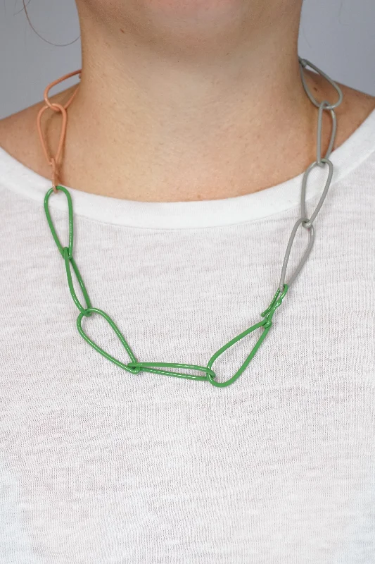 women long necklaces -Modular Necklace in Fresh Green, Dusty Rose, and Stone Grey