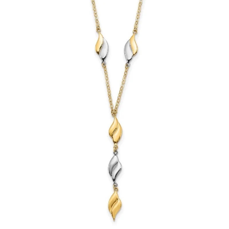 women charm necklaces -Curata 14k Two tone Gold Polished Yin Yang Lariat Y Drop Necklace, 17"