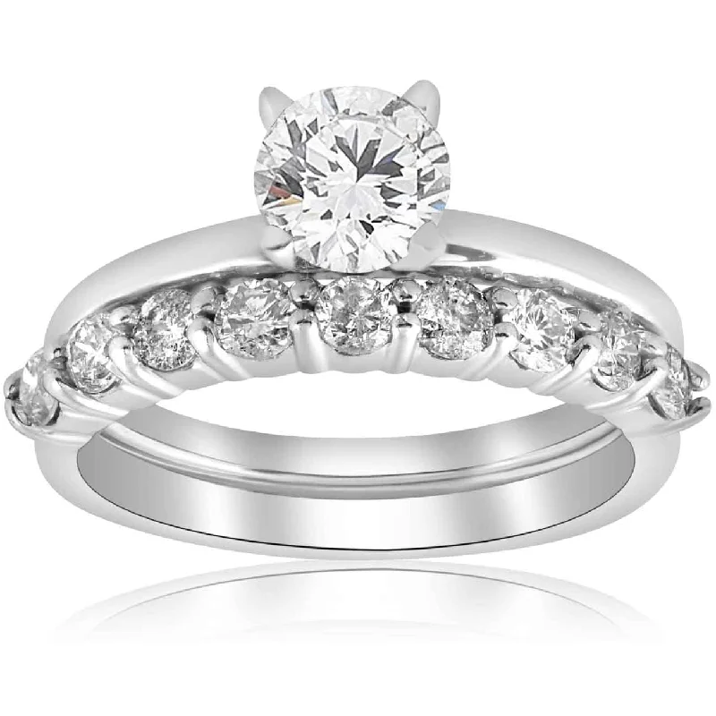 women bridal engagement rings -1 1/10ct Diamond Engagement Wedding Ring Solitaire Set 14k White Gold