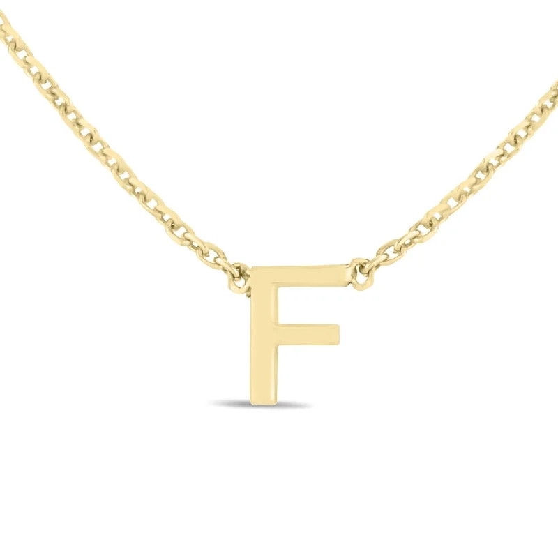 women layered necklaces -Marquee Jewels 14K Solid Yellow Gold F Mini Initial Necklace