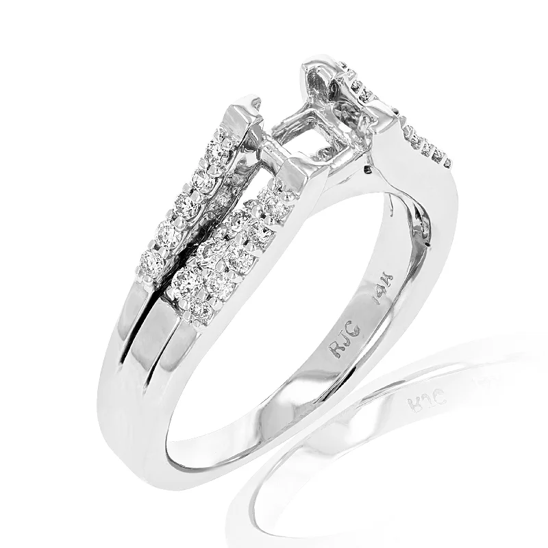 women personalized engagement rings -1/2 cttw Semi Mount Diamond Engagement Ring 14K White Gold Princess