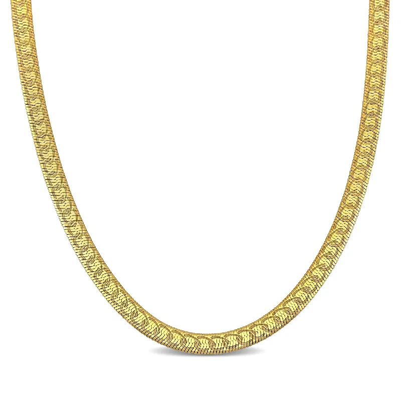 women chic necklaces -Miadora 4.5mm Fancy Herringbone Necklace in Yellow Plated Sterling Silver