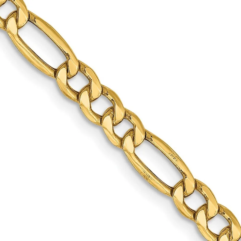 women layered necklaces -Curata 10k Yellow Gold 4.75mm Semi-solid Figaro Chain Necklace (Lobster) Options: 16 18 20 22