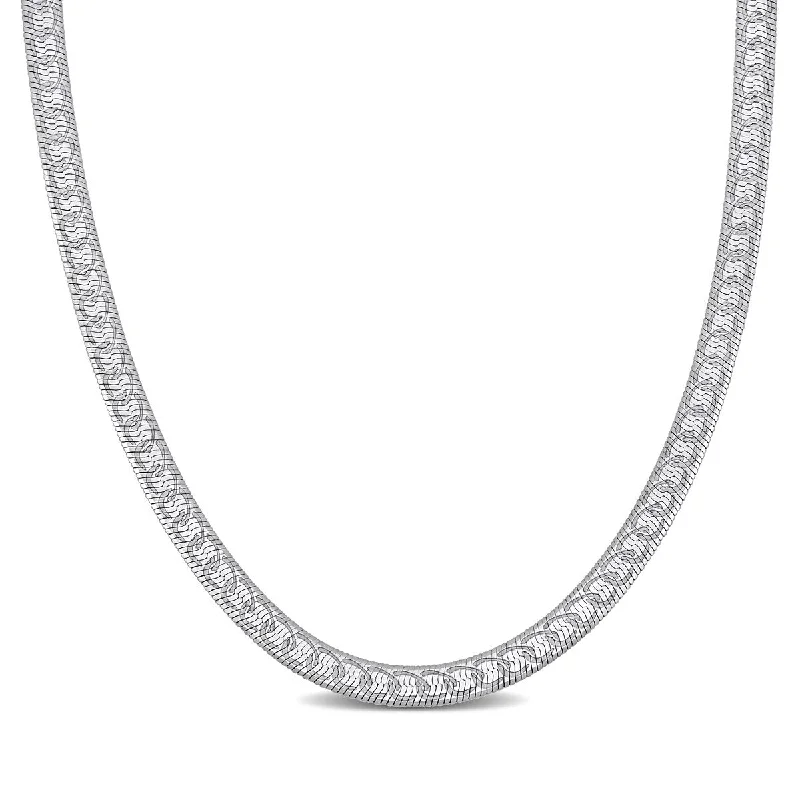 women gemstone necklaces -Miadora 4.5mm Fancy Herringbone Necklace in Sterling Silver