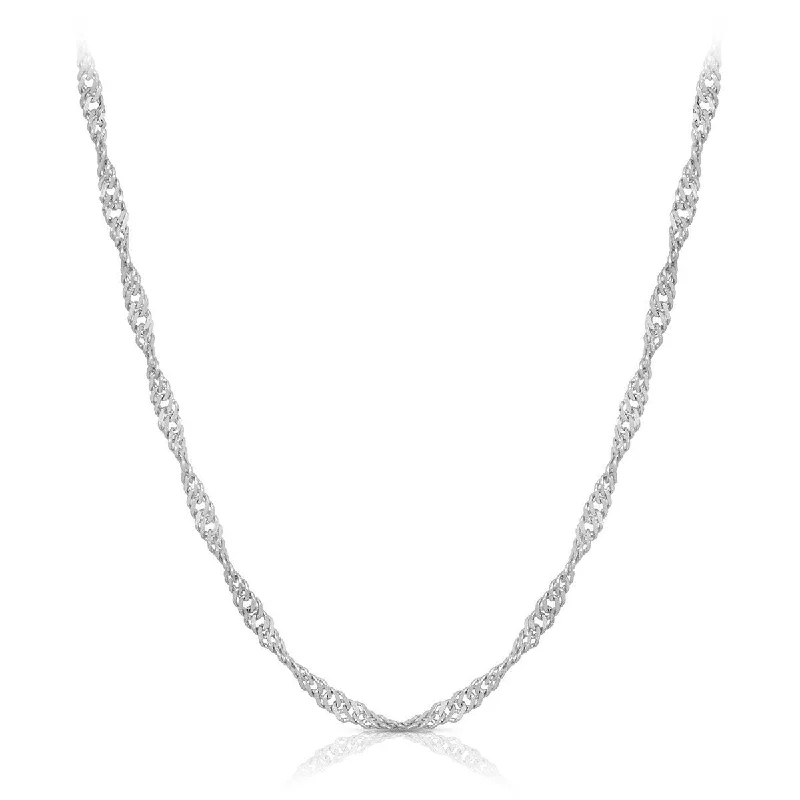 women elegant pendant necklaces -14k White Gold Singapore Chain Necklace 1.0mm