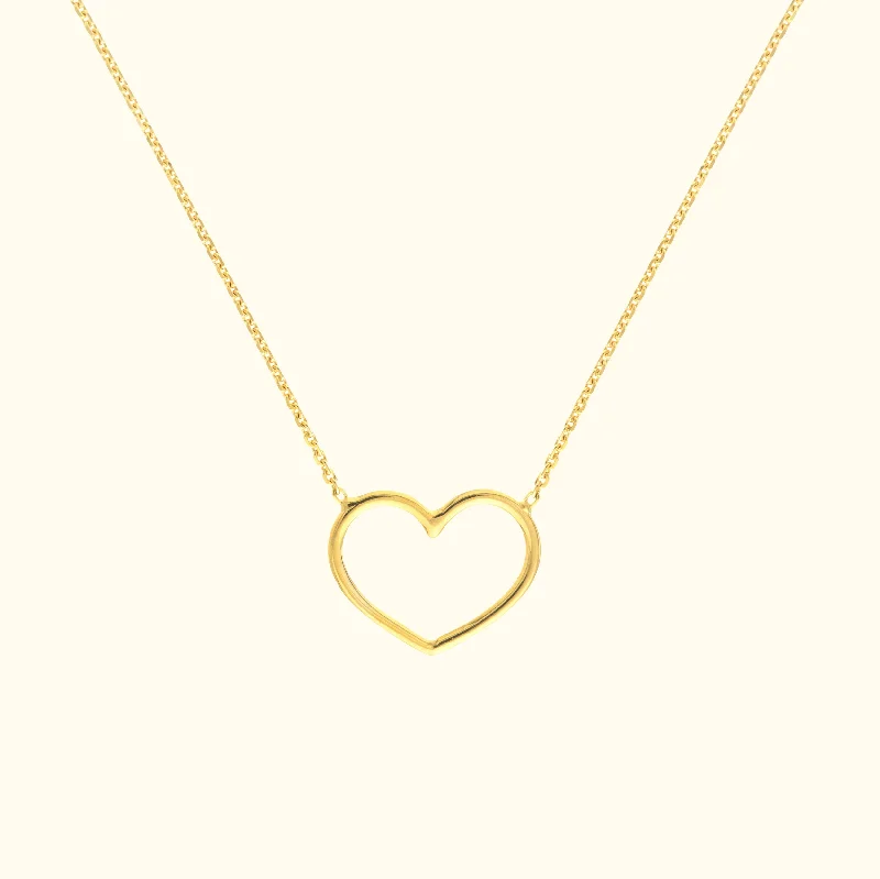 women minimalist gold necklaces -Open Wire Heart Necklace