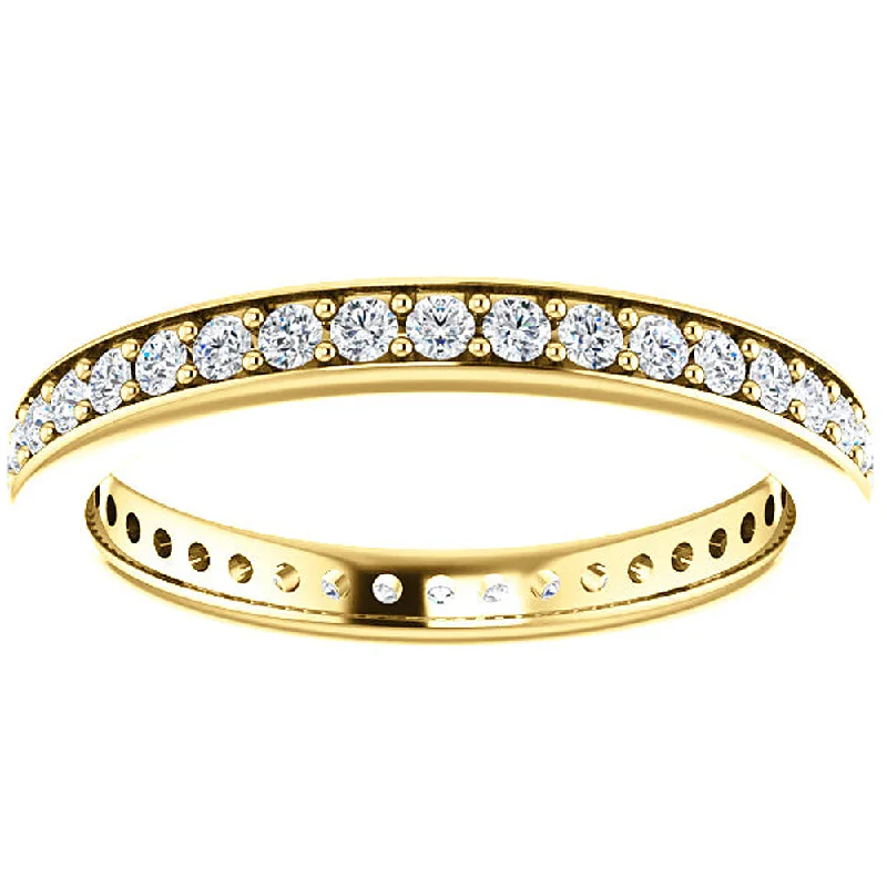 women alternative engagement rings -1/2 Ct Diamond Eternity Ring Womens Wedding Band 14k Yellow Gold EX3 Lab Grown