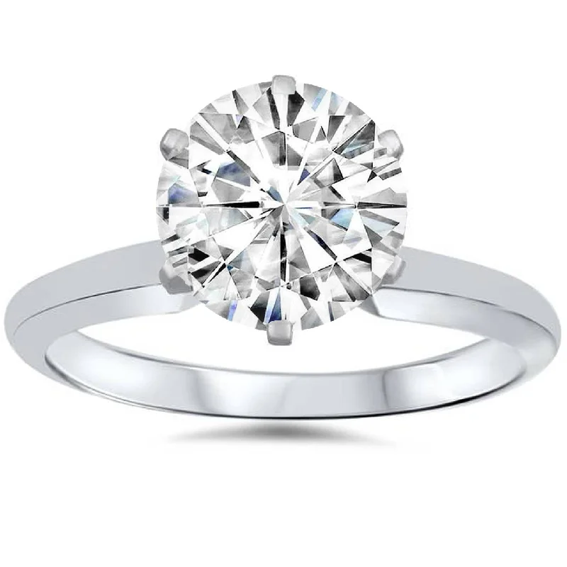 women custom-designed engagement rings -2ct Solitaire Moissanite Engagement Ring 14k White Gold