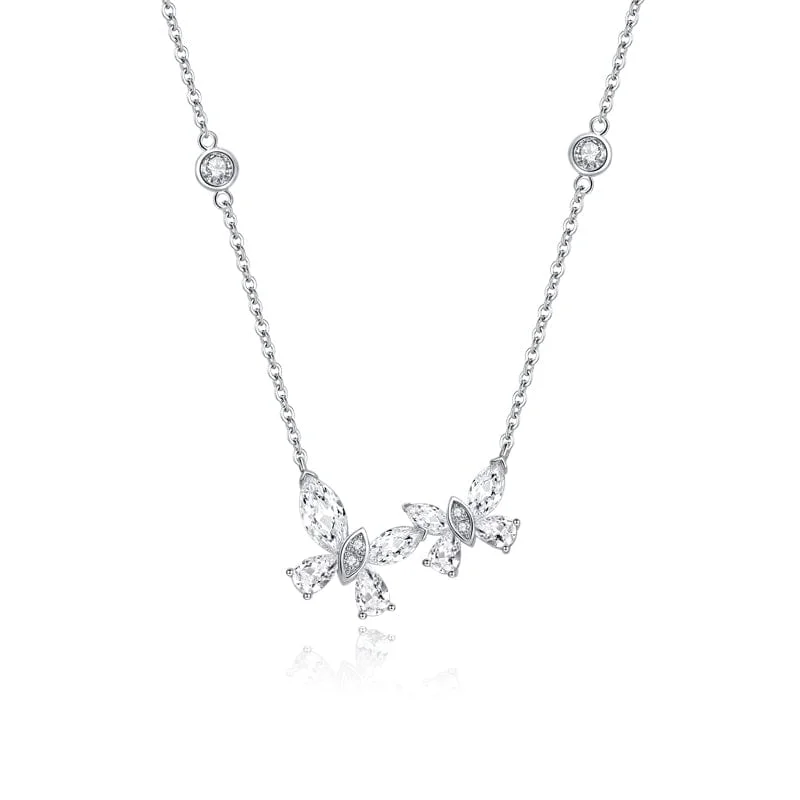 women anniversary necklaces -FANCIME "Butterfly Love" Butterfly Sterling Silver Necklace