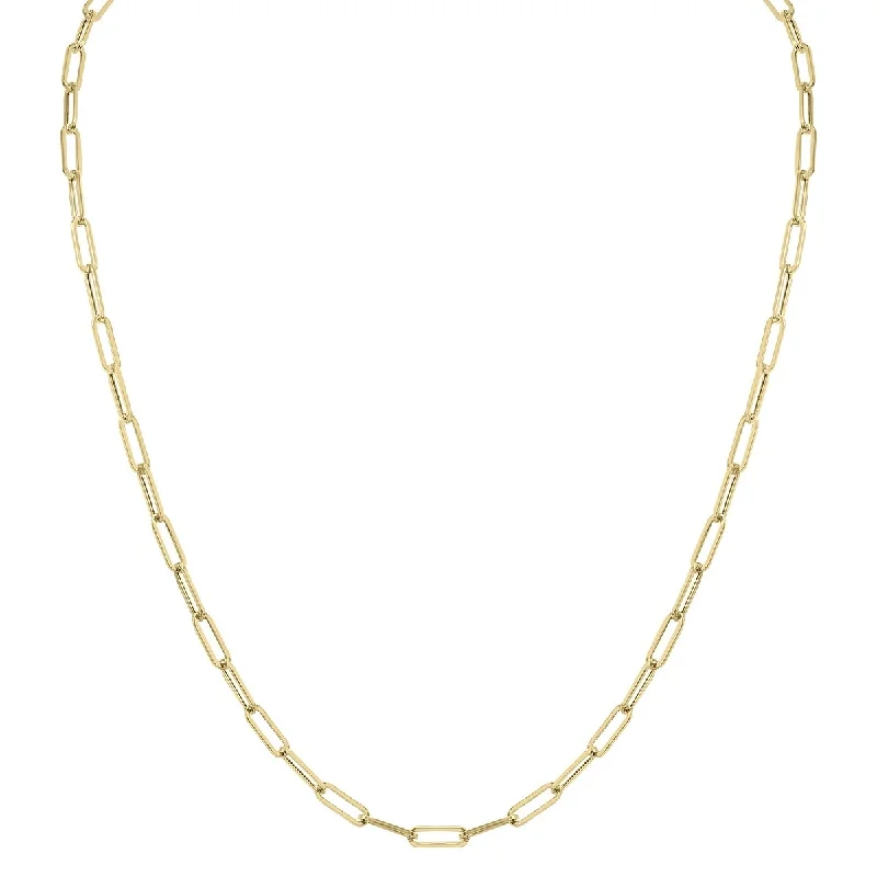 women wedding day necklaces -Marquee Jewels 14K Yellow Gold Dainty Paperclip Necklace With Lobster Clasp - 18 Inch