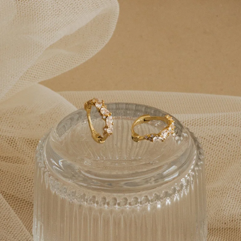 women high-end earrings -Sprinkle Diamond Huggies