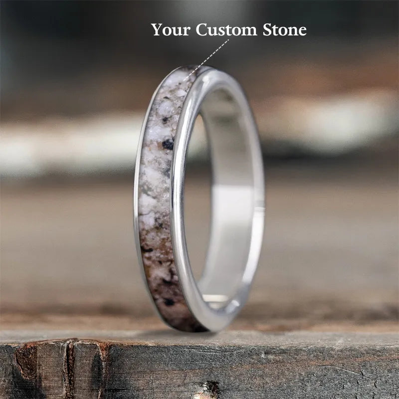 women gold-plated rings -Custom Design - Ladies Single Inlay Ring HlyOxBqwGaeDFifJjYjksFPO