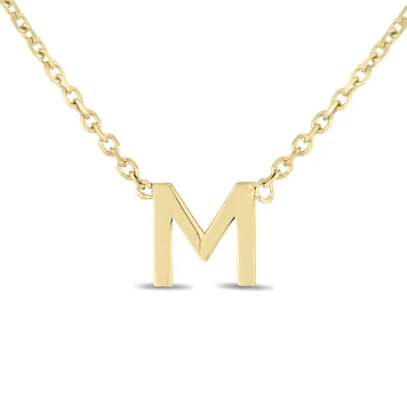 women sparkling diamond necklaces -Marquee Jewels 14K Solid Yellow Gold M Mini Initial Necklace