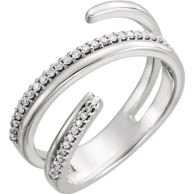 women simple engagement rings -14kt White 1/6 CTW Diamond Negative Space Ring Right Hand Twist Ring