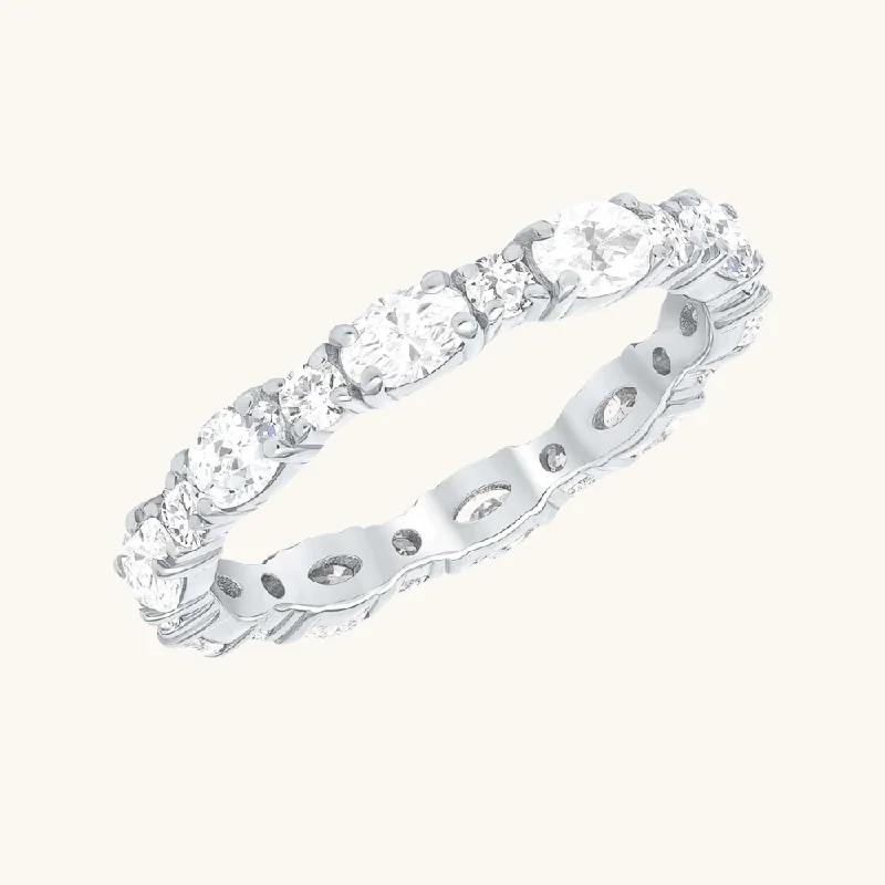 women statement rings -Oval + Round Diamond Eternity Band