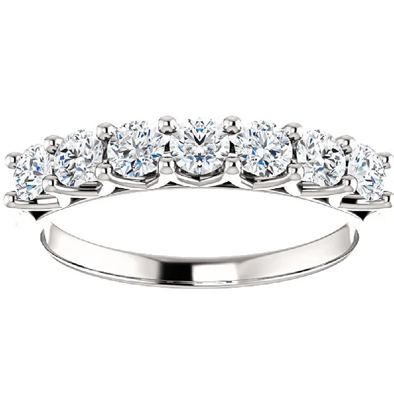 women diamond and platinum engagement rings -1/2 Ct Seven Stone Diamond Wedding Ring Lab Grown 14k White Gold