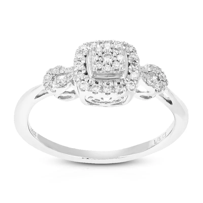 women vintage-inspired engagement rings -1/5 cttw Round Lab Grown Diamond Engagement Ring .925 Sterling Silver Prong Set