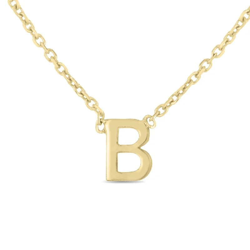 women wedding necklaces -Marquee Jewels 14K Solid Yellow Gold B Mini Initial Necklace