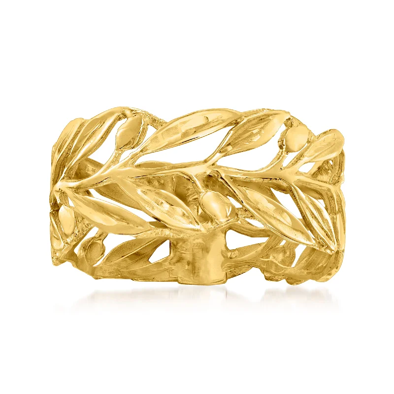 women luxury engagement rings -Ross-Simons Italian 14kt Yellow Gold Openwork Leaf Ring