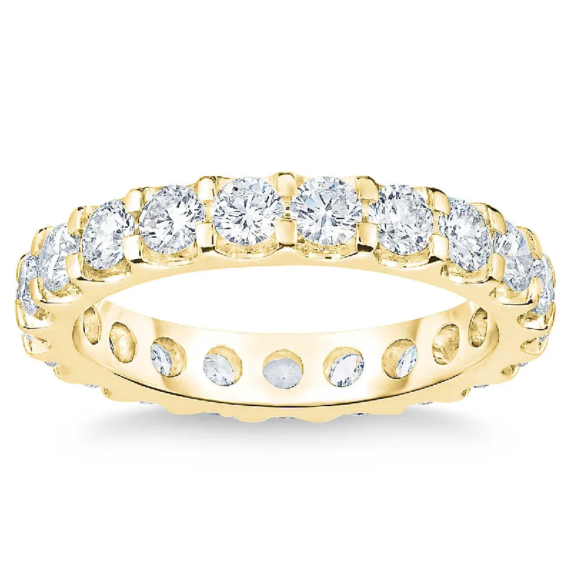 women antique engagement rings -2 Ct Moissanite Eternity Ring Womens Wedding Band 14k Yellow Gold