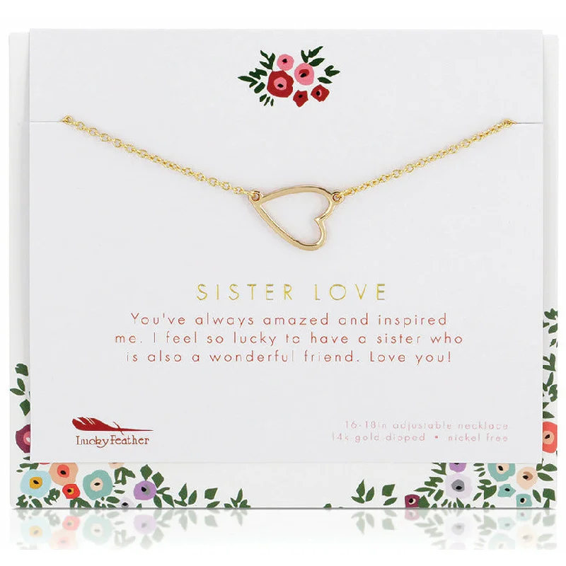 women statement necklaces -Sister Love - Necklace & Card