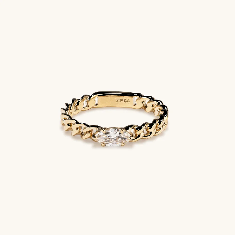 women cocktail statement rings -Marquise Diamond Chain Ring