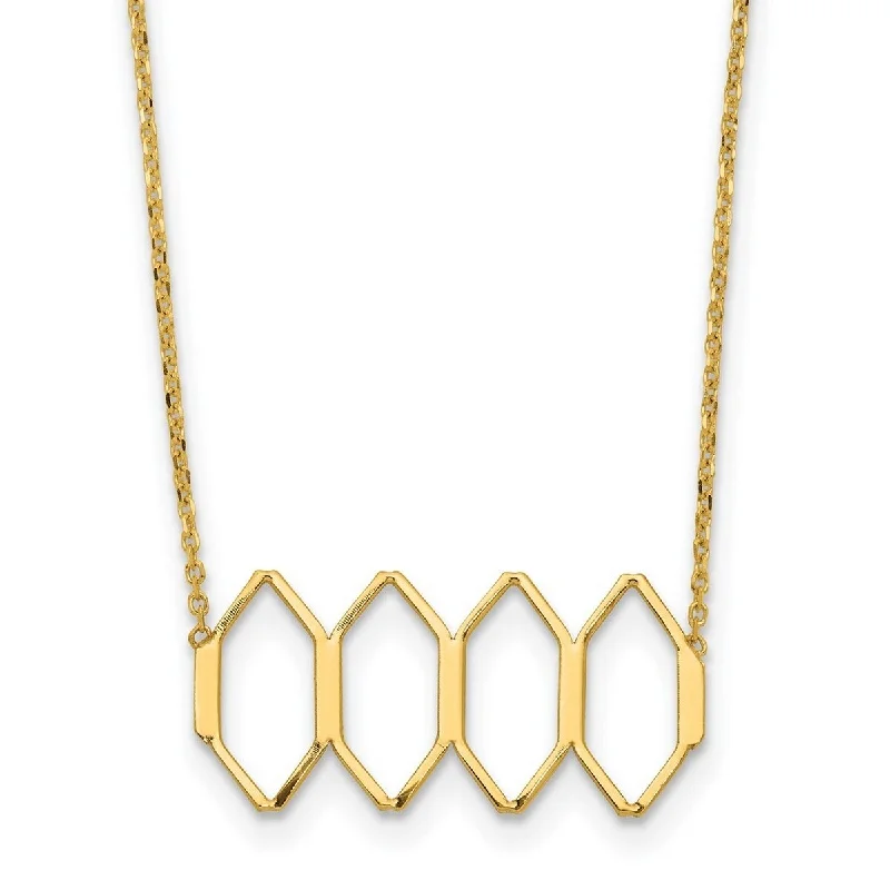 women classic necklaces -Curata 14k Yellow Gold Polished Fancy Shapes Necklace, 16+2"