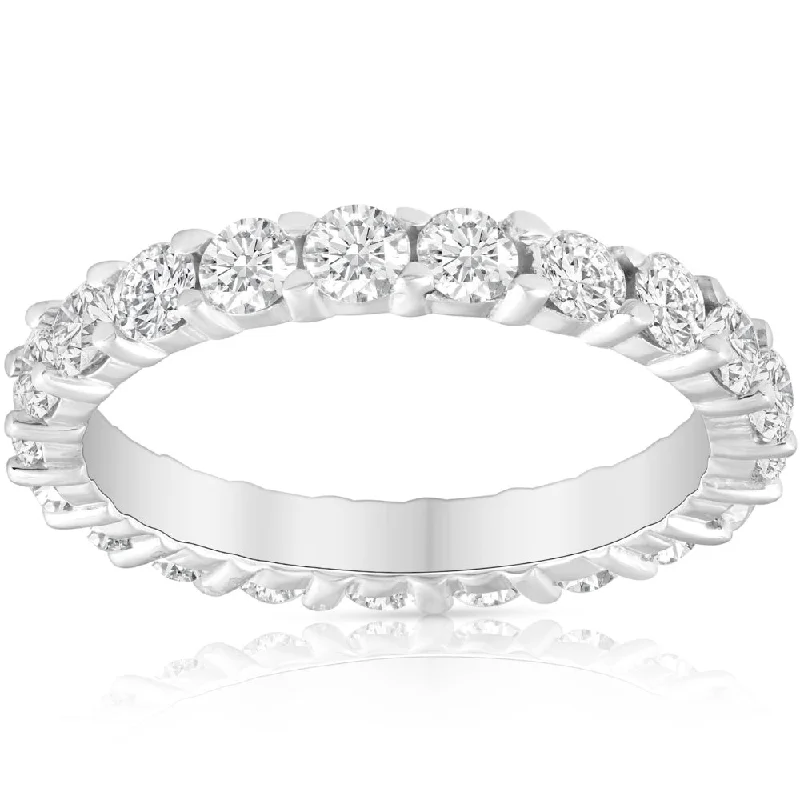 women unique engagement rings -2 Ct Lab Grown Diamond Eternity Ring Womens Wedding Band 14k White Gold