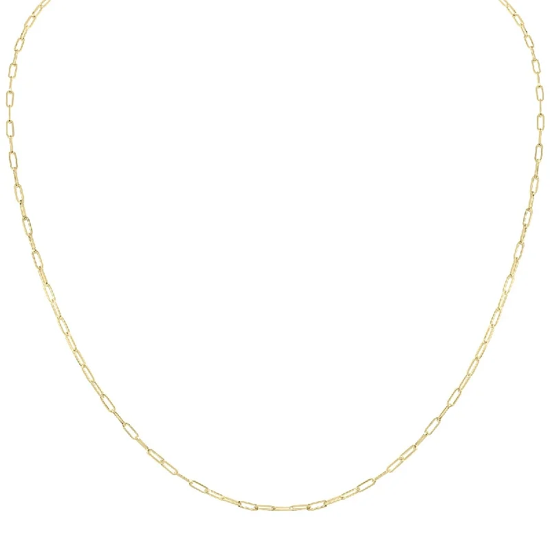 women classic necklaces -Marquee Jewels 14K Yellow Gold 1.5MM Dainty Paperclip Necklace With Lobster Clasp - 16 Inch