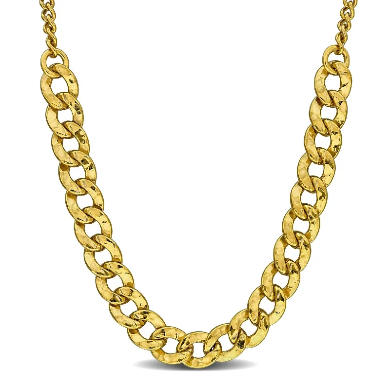 women delicate necklaces -Miadora Hammered Curb Link Chain Necklace in Yellow Plated Sterling Silver